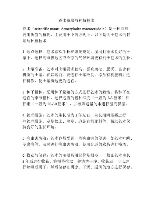 苍术栽培与种植技术