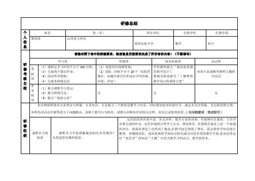 2014山西初中学科及教辅研修总结模版