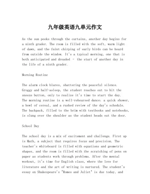 九年级英语九单元作文