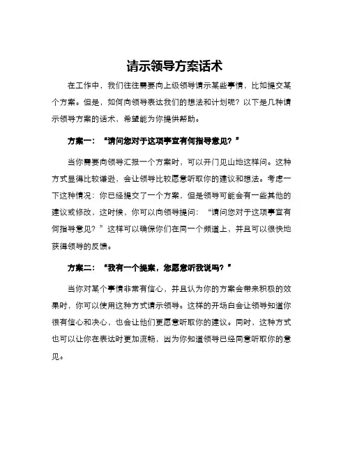 请示领导方案话术