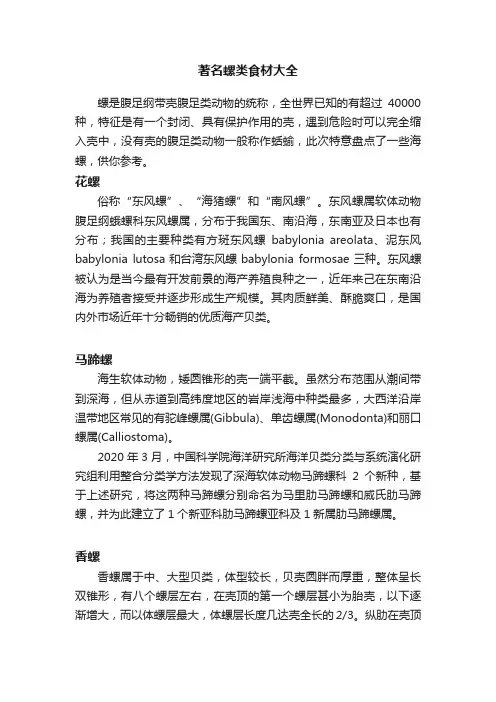 著名螺类食材大全