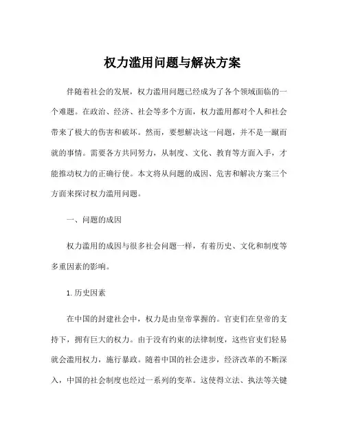 权力滥用问题与解决方案