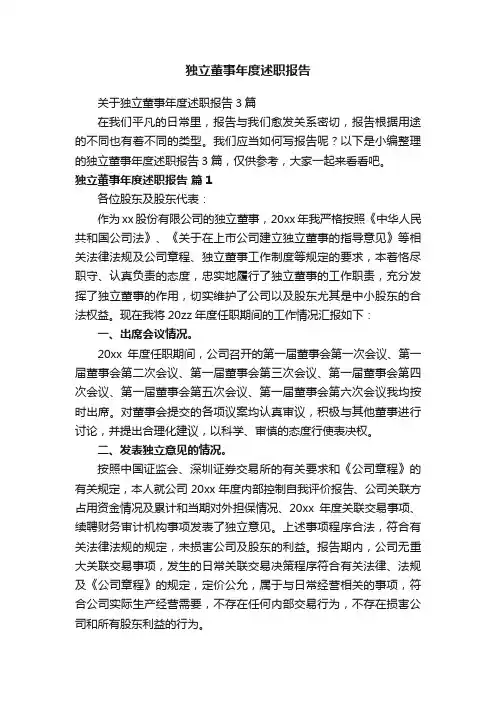 独立董事年度述职报告