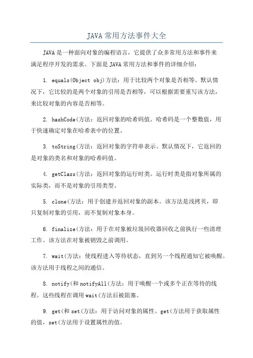 JAVA常用方法事件大全
