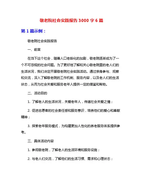 敬老院社会实践报告3000字6篇