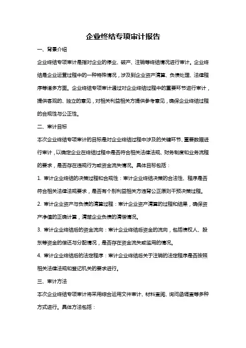 企业终结专项审计报告