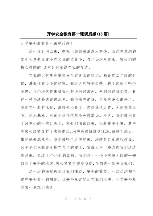开学安全教育第一课观后感(15篇)