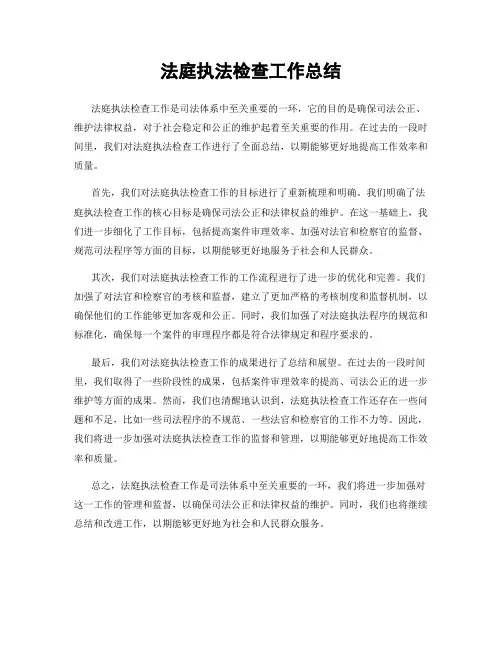 法庭执法检查工作总结