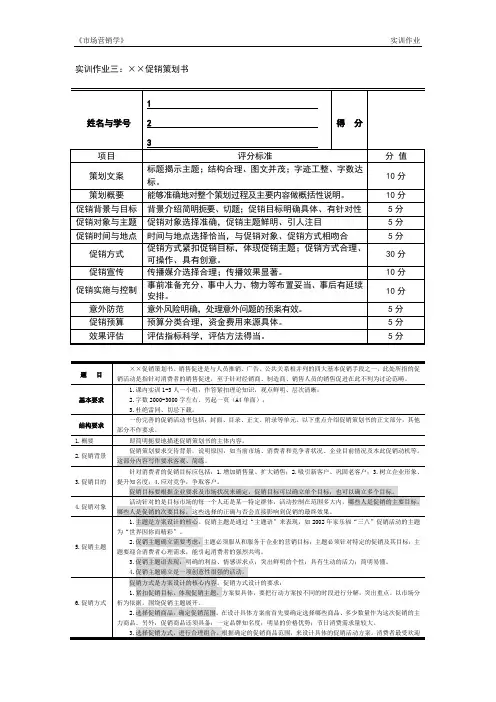 市场营销学实训作业