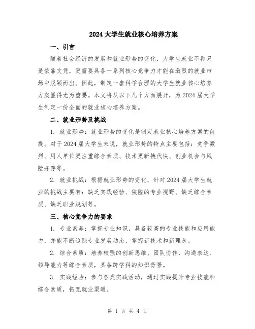 2024大学生就业核心培养方案