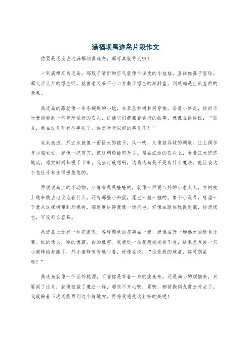 满福坝禹迹岛片段作文