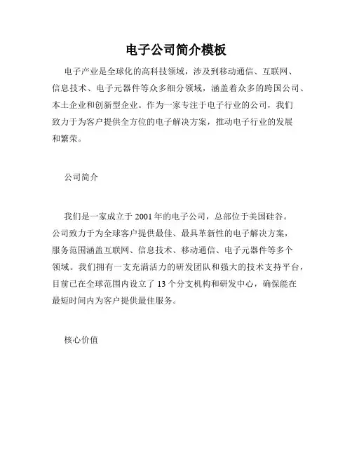 电子公司简介模板