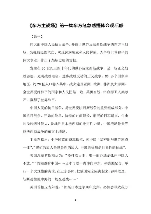 《东方主战场》第一集东方危急感悟体会观后感