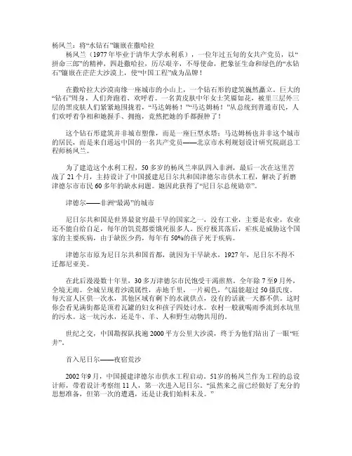 3杨凤兰：将“水钻石”镶嵌在撒哈拉