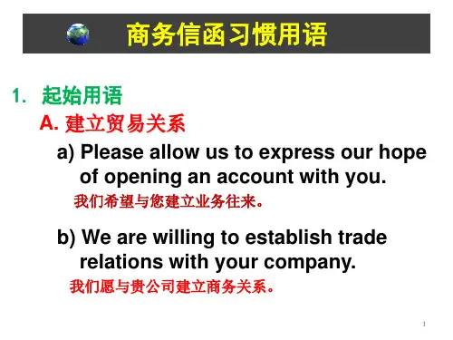 商务信函习惯用语