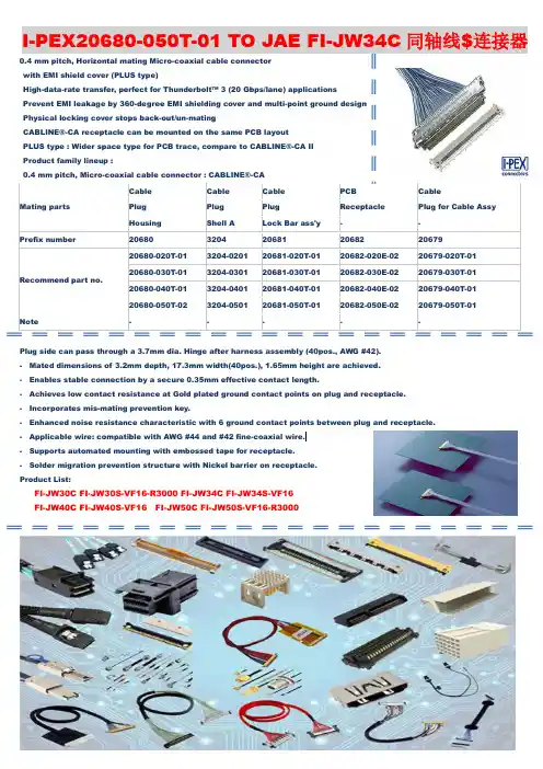 I-PEX20680-050T-01连接器I极细同轴线【产品 百I度I搜I索 找 →苏州汇成元】