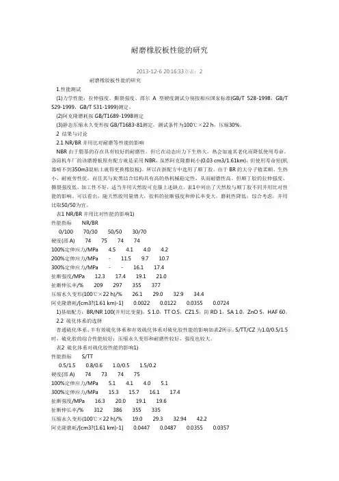耐磨橡胶板性能