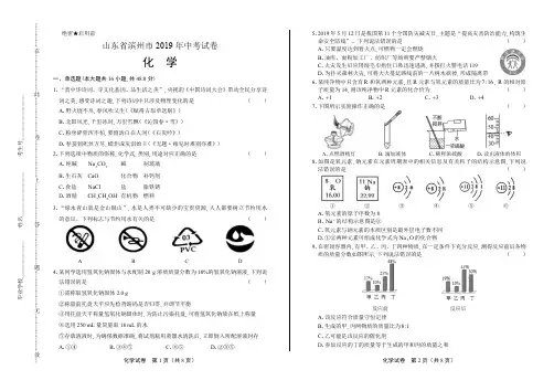 2019年山东省滨州市中考化学试卷