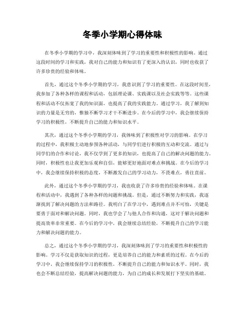 冬季小学期心得体会
