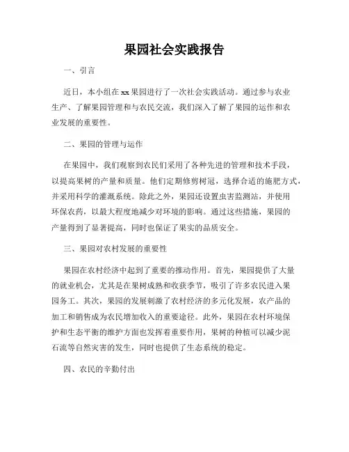 果园社会实践报告