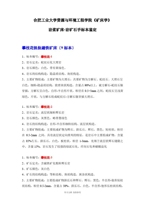 《矿床学》岩浆矿床手标本鉴定-18标本(最终版)