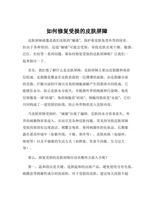 如何修复受损的皮肤屏障