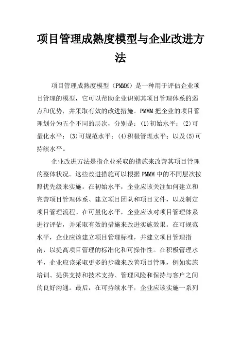 项目管理成熟度模型与企业改进方法