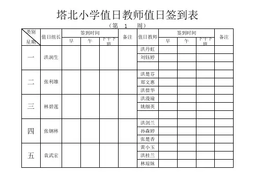 值日教师签到表
