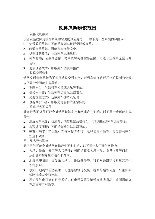铁路风险辨识范围