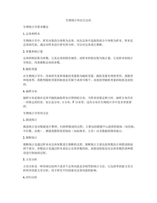 生物统计知识点总结
