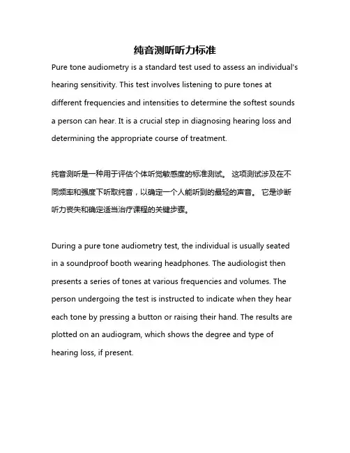 纯音测听听力标准