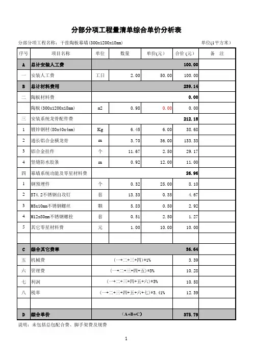 mm陶板幕墙报价