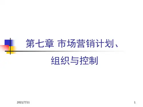 市场营销学教案-市场营销计划、组织与控制