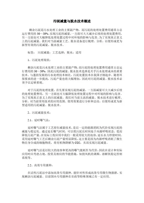 污泥减量与脱水技术概述