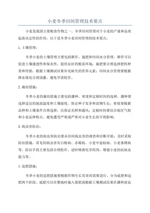 小麦冬季田间管理技术要点