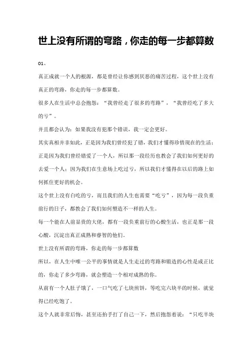 世上没有所谓的弯路,你走的每一步都算数、