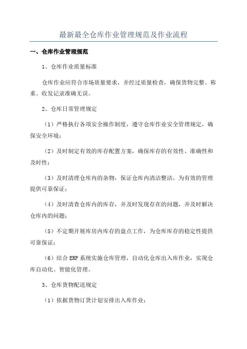 最新最全仓库作业管理规范及作业流程