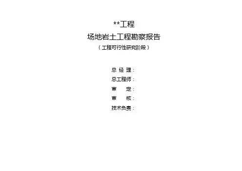 某大型场地岩土工程勘察报告(工程可行性研究阶段)-secret资料