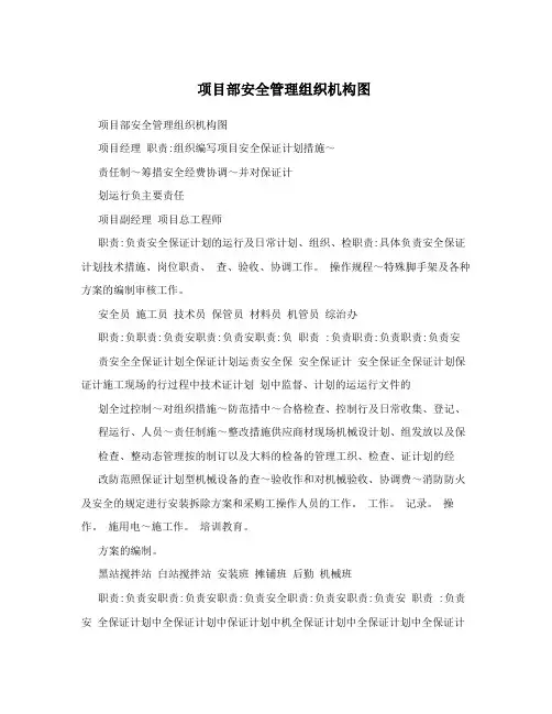 项目部安全管理组织机构图 