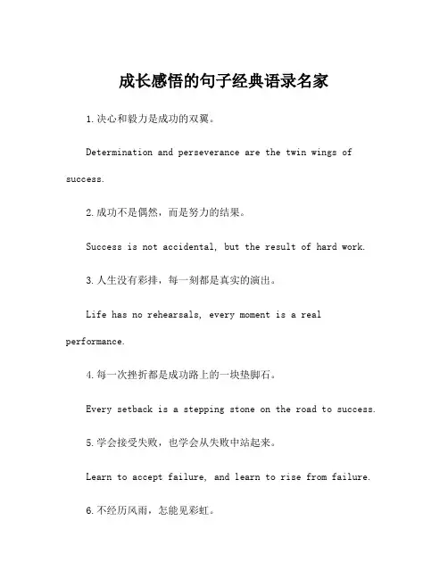 成长感悟的句子经典语录名家