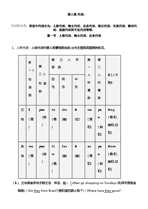 初中英语代词讲解及习题(附答案)