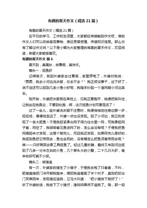 有趣的夏天作文（精选21篇）