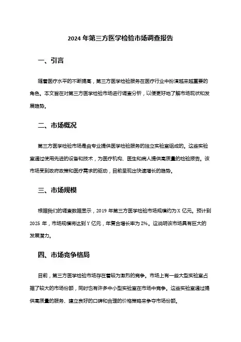 2024年第三方医学检验市场调查报告