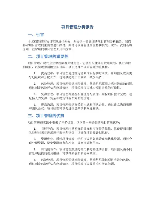 项目管理分析报告
