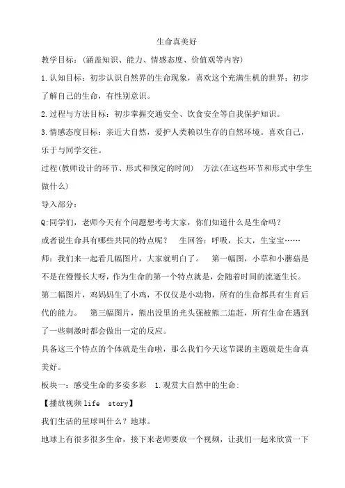 生命真美好教案