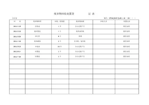 废弃物回收登记表1