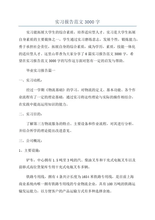 实习报告范文3000字