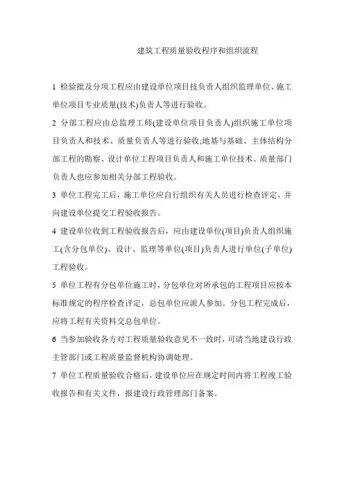 建筑工程质量验收程序和组织流程