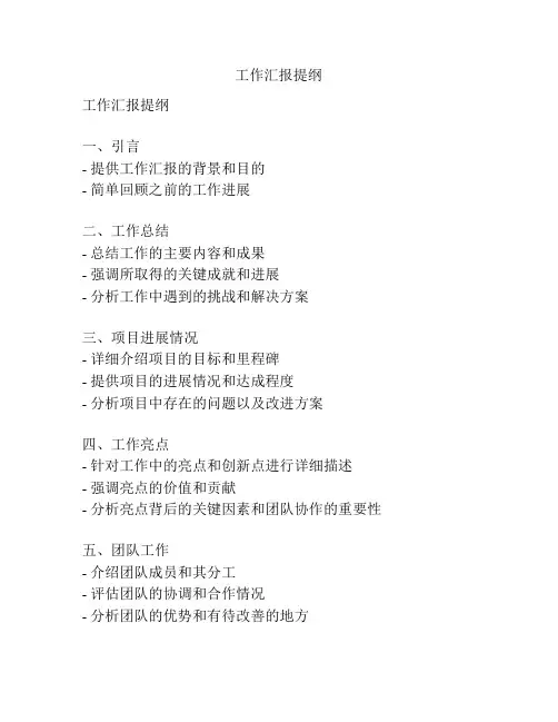 工作汇报提纲