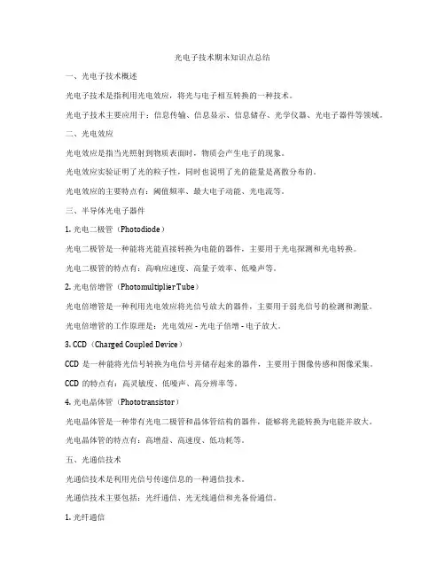 光电子技术期末知识点总结